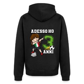 Fußballmädchen It's My 3 Birthday Italienische - Unisex Premium Bio Zip Hoodie - Schwarz - Hinten - Nico (187cm)