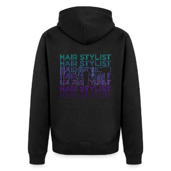 Friseur Friseurin Friseurin Retro - Unisex Premium Bio Zip Hoodie - Schwarz - Hinten - Nico (187cm)