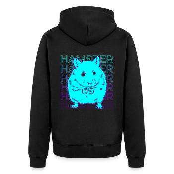 Hamster Retro - Unisex Premium Bio Zip Hoodie - Schwarz - Hinten - Nico (187cm)