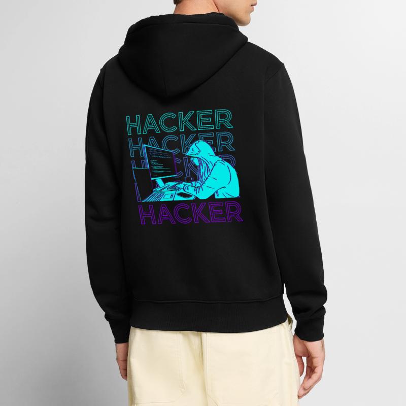 Hacker Hacking Hack Coding Programming Retro Unisex Premium Organic Zip Hoodie