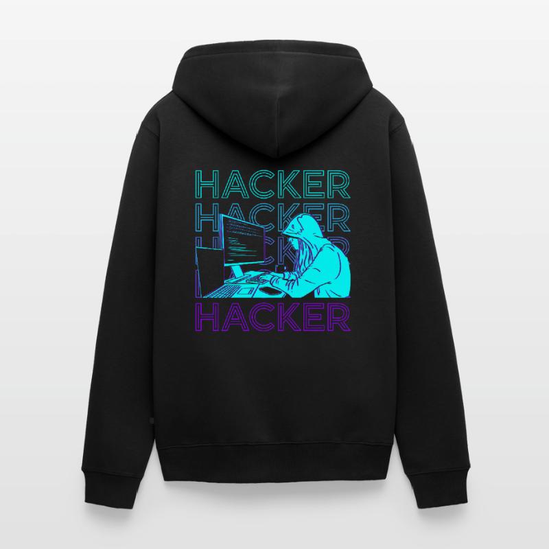 Hacker Hacking Hack Coding Programming Retro Unisex Premium Organic Zip Hoodie