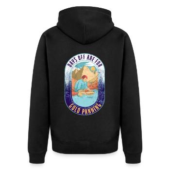 Goldene Plakette Mit Crossing Picke Gold Miner - Unisex Premium Bio Zip Hoodie - Schwarz - Hinten - Nico (187cm)