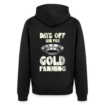 Goldene Plakette Mit Crossing Picke Gold Miner - Unisex Premium Bio Zip Hoodie - Schwarz - Hinten - Nico (187cm)