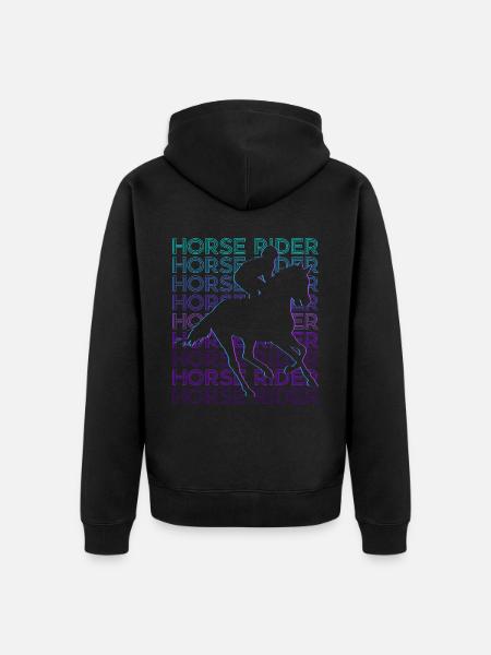 Cavalier Cavalier Équitation Rétro - Veste à capuche bio Premium Unisexe - noir