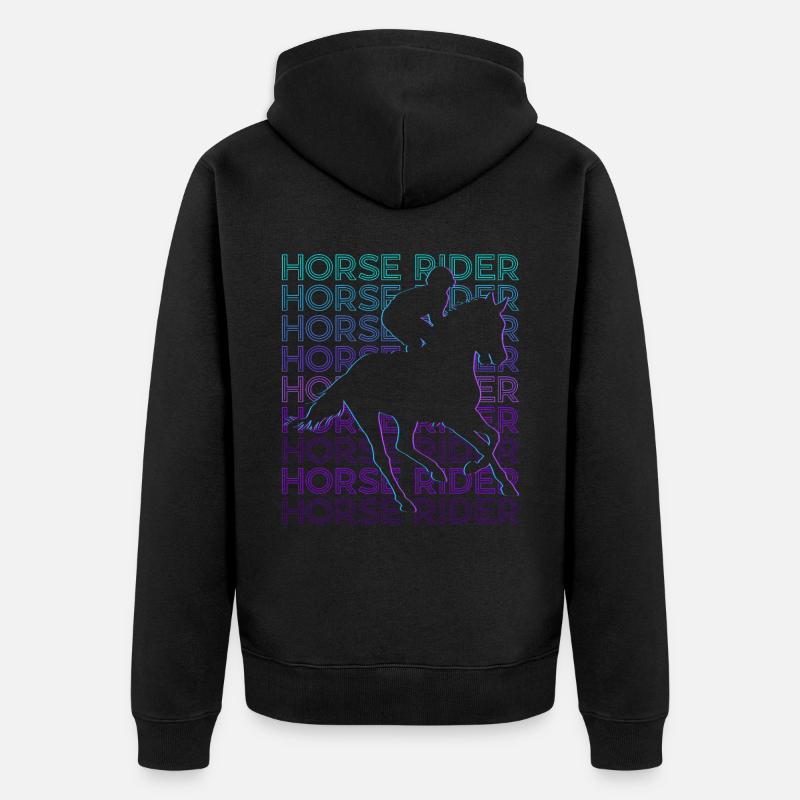 Cavalier Cavalier Équitation Rétro - Veste à capuche bio Premium Unisexe - noir