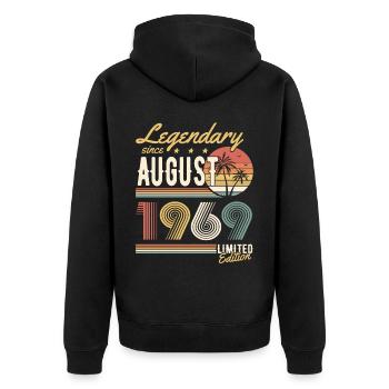 Legendary Since August 1969 Limited Edition - Unisex Premium Bio Zip Hoodie - Schwarz - Hinten - Nico (187cm)