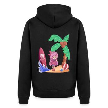 Surfing Manga Anime Manga Island Holiday - Unisex Premium Organic Zip Hoodie - black - Back - Nico (187cm)