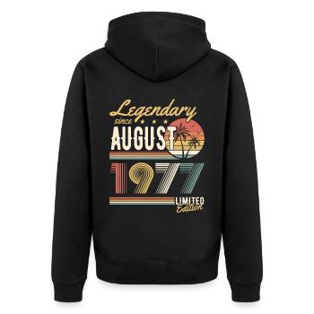 Légendaire depuis août 1977 Édition limitée - Veste à capuche bio Premium Unisexe - noir - Dos - Nico (187cm)