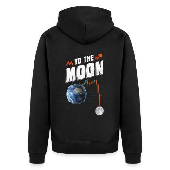 Zum Mond, Crypto Crash, Aktienmarkt-Händler - Unisex Premium Bio Zip Hoodie - Schwarz - Hinten - Nico (187cm)