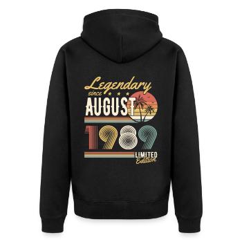 Legendary Since August 1989 Limited Edition - Unisex Premium Bio Zip Hoodie - Schwarz - Hinten - Nico (187cm)