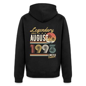 Legendary Since August 1993 Limited Edition - Unisex Premium Bio Zip Hoodie - Schwarz - Hinten - Nico (187cm)