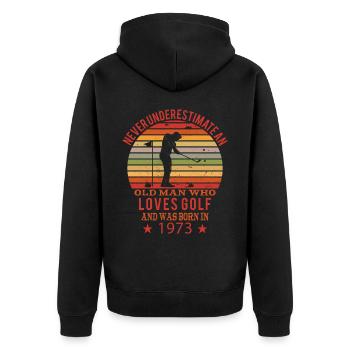 Golfeur Golfeur Né 1973 Anniversaire - Veste à capuche bio Premium Unisexe - noir - Dos - Nico (187cm)