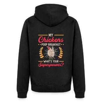 Mes poules font caca le petit déjeuner. - Veste à capuche bio Premium Unisexe - noir - Dos - Nico (187cm)