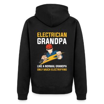 Electrician Grandpa Electrician Gift - Unisex Premium Organic Zip Hoodie - black - Back - Nico (187cm)