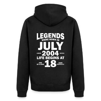 18ème anniversaire Juillet millésime 2004 idée cadeau - Veste à capuche bio Premium Unisexe - noir - Dos - Nico (187cm)
