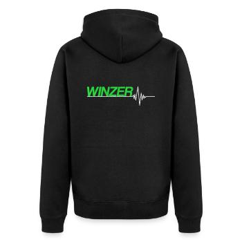 Winzer - Unisex Premium Bio Zip Hoodie - Schwarz - Hinten - Nico (187cm)
