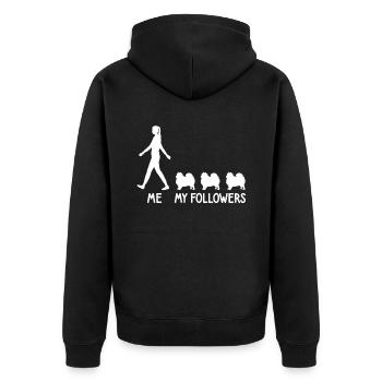 Ich Meine Follower Spitz Pomeranian Hunde Züchter - Unisex Premium Bio Zip Hoodie - Schwarz - Hinten - Nico (187cm)