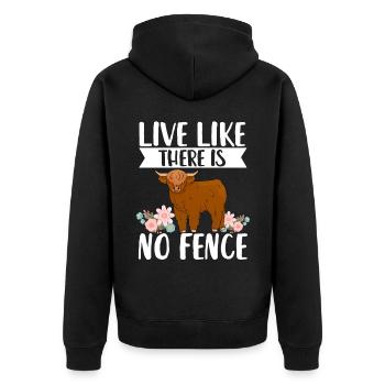 Vache bovine écossaise des Highlands - Veste à capuche bio Premium Unisexe - noir - Dos - Nico (187cm)