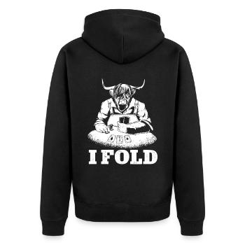 Scottish Highland Cattle Cow - Unisex Premium Bio Zip Hoodie - Schwarz - Hinten - Nico (187cm)