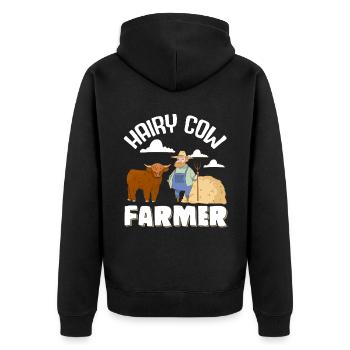 Vache bovine écossaise des Highlands - Veste à capuche bio Premium Unisexe - noir - Dos - Nico (187cm)