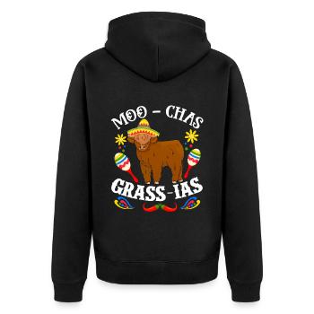 Vache bovine écossaise des Highlands - Veste à capuche bio Premium Unisexe - noir - Dos - Nico (187cm)