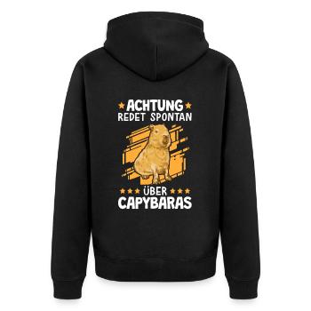 Redet über Capybaras südamerikanisches Capybara - Unisex Premium Bio Zip Hoodie - Schwarz - Hinten - Nico (187cm)