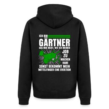 Galabauer Gartenbau Galabau Gärtner - Unisex Premium Bio Zip Hoodie - Schwarz - Hinten - Nico (187cm)