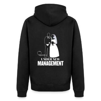 Unter Neuem Management Im Leben Heirat Hochzeit - Unisex Premium Bio Zip Hoodie - Schwarz - Hinten - Nico (187cm)