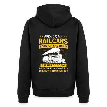 Master of wagons Master of rails Locomotive - Unisex Premium Organic Zip Hoodie - black - Back - Nico (187cm)