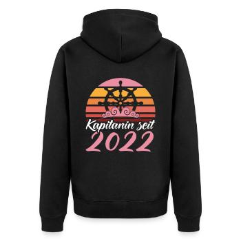Kapitänin Seit 2022 Bootsbesitzer - Unisex Premium Bio Zip Hoodie - Schwarz - Hinten - Nico (187cm)