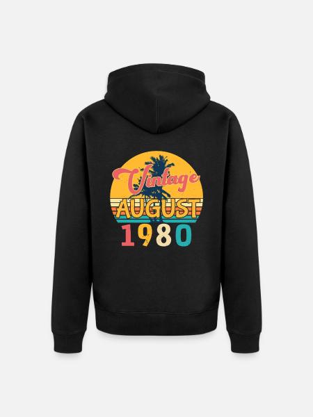 1980 août rétro - Veste à capuche bio Premium Unisexe - noir