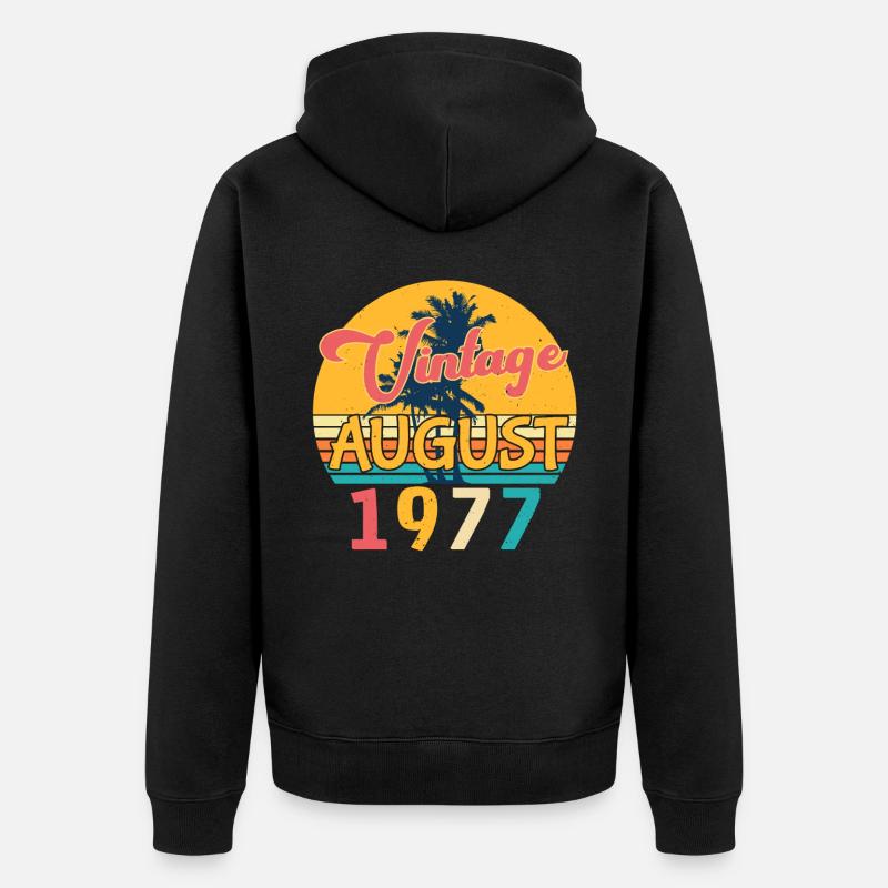 1977 Août Rétro - Veste à capuche bio Premium Unisexe - noir