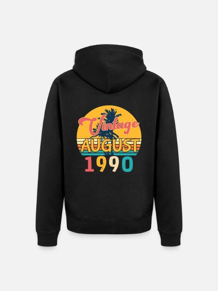 August 1990 Geschenkidee - Unisex Premium Bio Zip Hoodie - Schwarz