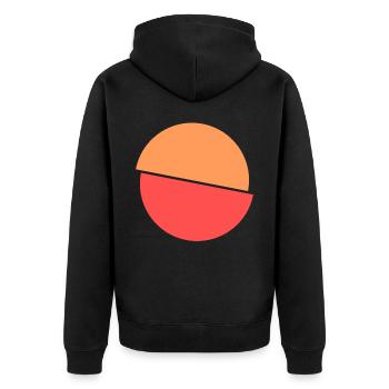 Geteilter Kringel Oranges Und Rotes Design - Unisex Premium Bio Zip Hoodie - Schwarz - Hinten - Nico (187cm)