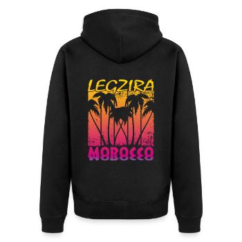 Legzira Morocco - Unisex Premium Bio Zip Hoodie - Schwarz - Hinten - Nico (187cm)