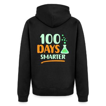 100 Tage Schlauer Sprüche Team Süß Lustig - Unisex Premium Bio Zip Hoodie - Schwarz - Hinten - Nico (187cm)