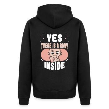 Ja Da Ist Ein Baby Drin Schwanger Baby Inside Süß - Unisex Premium Bio Zip Hoodie - Schwarz - Hinten - Nico (187cm)
