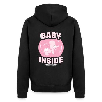 Baby Inside Baby Inside Announcement Pregnant - Unisex Premium Organic Zip Hoodie - black - Back - Nico (187cm)