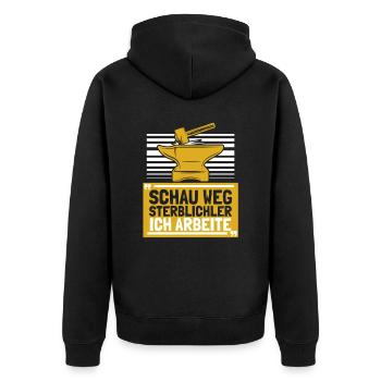 Schmied Schlosser Metallbauer Eisen - Unisex Premium Bio Zip Hoodie - Schwarz - Hinten - Nico (187cm)