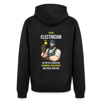 In the An Electrician Electrician Electrician Gift - Unisex Premium Organic Zip Hoodie - black - Back - Nico (187cm)