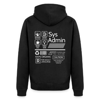 System Administrator, System Administrator - Unisex Premium Organic Zip Hoodie - black - Back - Nico (187cm)
