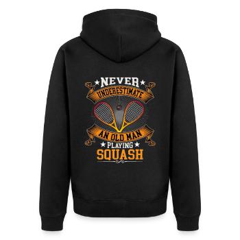 Cool Squash Dad Squash Spieler Vater - Unisex Premium Bio Zip Hoodie - Schwarz - Hinten - Nico (187cm)