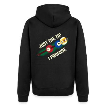 Just The Tip I Promise Billard Geschenk - Unisex Premium Bio Zip Hoodie - Schwarz - Hinten - Nico (187cm)
