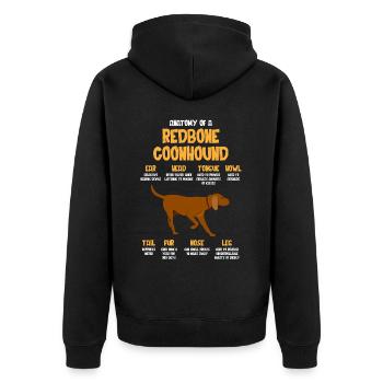 Anatomy of a Redbone Coonhound - Unisex Premium Organic Zip Hoodie - black - Back - Nico (187cm)