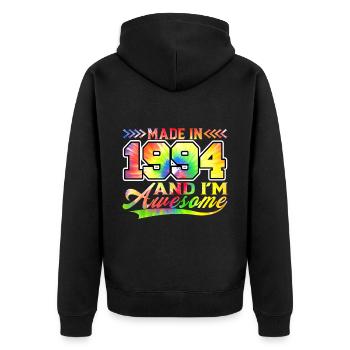 Fabriqué en 1994 et je suis génial Tie Dye coloré - Veste à capuche bio Premium Unisexe - noir - Dos - Nico (187cm)