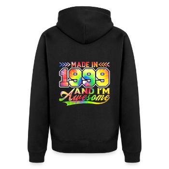 Fabriqué en 1999 et je suis génial Tie Dye coloré - Veste à capuche bio Premium Unisexe - noir - Dos - Nico (187cm)