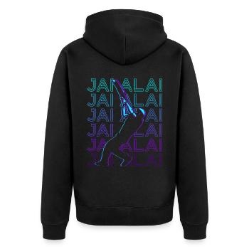 Jai Alai Player Retro - Unisex Premium Organic Zip Hoodie - black - Back - Nico (187cm)