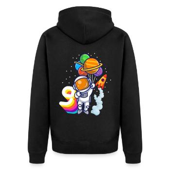 Astronaut 9. Geburtstag Weltraum Jungen Geschenk - Unisex Premium Bio Zip Hoodie - Schwarz - Hinten - Nico (187cm)