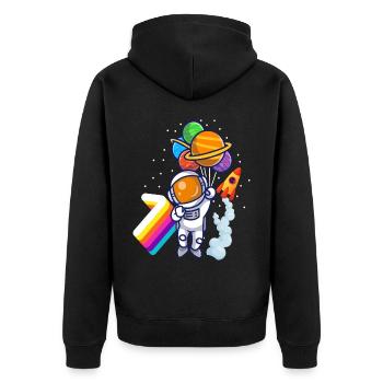 Astronaut 7. Geburtstag Weltraum Jungen Geschenk - Unisex Premium Bio Zip Hoodie - Schwarz - Hinten - Nico (187cm)