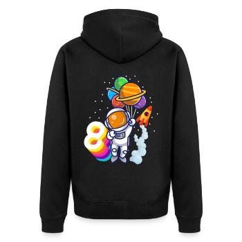 Astronaut 8. Geburtstag Weltraum Jungen Geschenk - Unisex Premium Bio Zip Hoodie - Schwarz - Hinten - Nico (187cm)